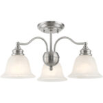 3 Light Brushed Nickel Chandelier/Ceiling Light fixture with White Alabaster Glass Shade-Lighting LumensChandeliers