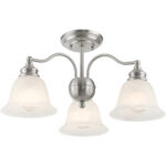 3 Light Brushed Nickel Chandelier/Ceiling Light fixture with White Alabaster Glass Shade-Lighting LumensChandeliers