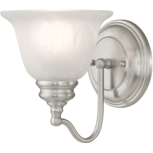 6.25 inch 1 Light Brushed Nickel Bathroom Vanity light fixture with White Alabaster Glass Shade-Lighting LumensBath/Vanity