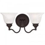 15.25 inch 2 Light Bronze Bathroom Vanity light fixture with White Alabaster Glass Shade-Lighting LumensBath/Vanity