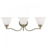 24 inch 3 Light Antique Brass Bathroom Vanity light fixture with White Alabaster Glass Shade-Lighting LumensBath/Vanity