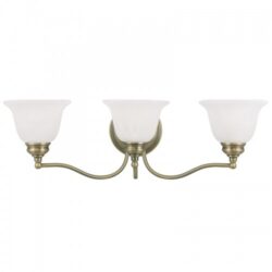 24 inch 3 Light Antique Brass Bathroom Vanity light fixture with White Alabaster Glass Shade-Lighting LumensBath/Vanity