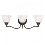 24 inch 3 Light Bronze Bathroom Vanity light fixture with White Alabaster Glass Shade-Lighting LumensBath/Vanity