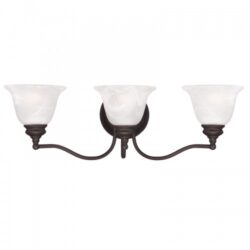 24 inch 3 Light Bronze Bathroom Vanity light fixture with White Alabaster Glass Shade-Lighting LumensBath/Vanity