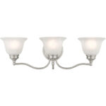 24 inch 3 Light Brushed Nickel Bathroom Vanity light fixture with White Alabaster Glass Shade-Lighting LumensBath/Vanity