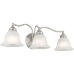 24 inch 3 Light Brushed Nickel Bathroom Vanity light fixture with White Alabaster Glass Shade-Lighting LumensBath/Vanity