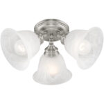 3 Light Brushed Nickel Ceiling Light fixture with White Alabaster Glass Shade-Lighting LumensFlush Mount Ceiling Lights