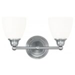 15 inch 2 Light Brushed Nickel Bathroom Vanity light fixture with Hand Blown Satin Opal White Glass Shade-Lighting LumensBath/Vanity