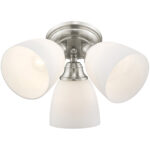 3 Light Brushed Nickel Ceiling Light fixture with Hand Blown Satin Opal White Glass Shade-Lighting LumensFlush Mount Ceiling Lights