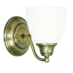 5.5 inch 1 Light Antique Brass Wall Sconce with White Glass Shade-Lighting LumensWall Sconces