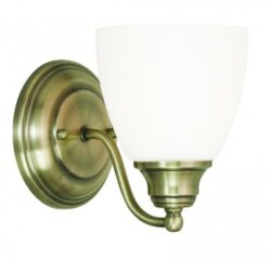 5.5 inch 1 Light Antique Brass Wall Sconce with White Glass Shade-Lighting LumensWall Sconces