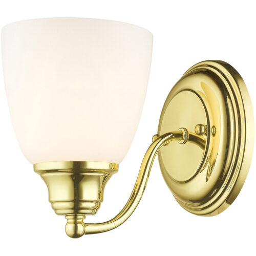 5.5 inch 1 Light Polished Brass Wall Sconce with White Glass Shade-Lighting LumensWall Sconces