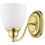 5.5 inch 1 Light Polished Brass Wall Sconce with White Glass Shade-Lighting LumensWall Sconces