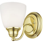 5.5 inch 1 Light Polished Brass Wall Sconce with White Glass Shade-Lighting LumensWall Sconces