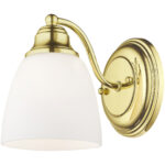 5.5 inch 1 Light Polished Brass Wall Sconce with White Glass Shade-Lighting LumensWall Sconces