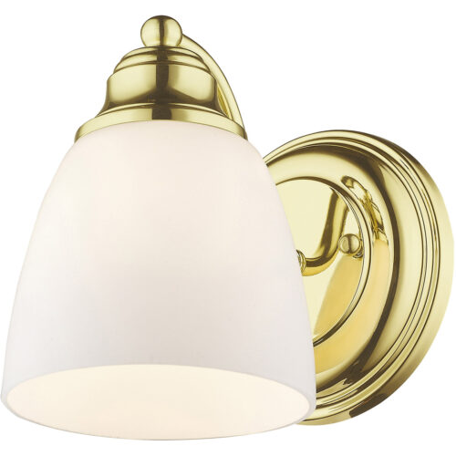 5.5 inch 1 Light Polished Brass Wall Sconce with White Glass Shade-Lighting LumensWall Sconces