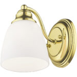 5.5 inch 1 Light Polished Brass Wall Sconce with White Glass Shade-Lighting LumensWall Sconces