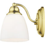 5.5 inch 1 Light Polished Brass Wall Sconce with White Glass Shade-Lighting LumensWall Sconces