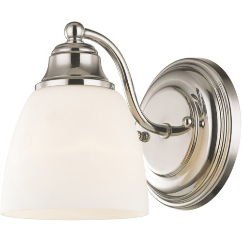 5.5 inch 1 Light Polished Chrome Wall Sconce with White Glass Shade-Lighting LumensWall Sconces