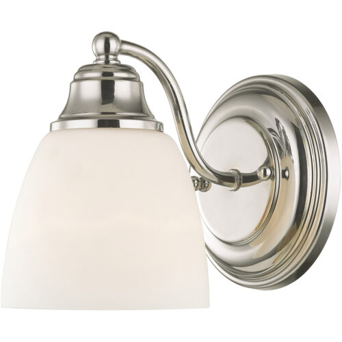 5.5 inch 1 Light Polished Chrome Wall Sconce with White Glass Shade-Lighting LumensWall Sconces