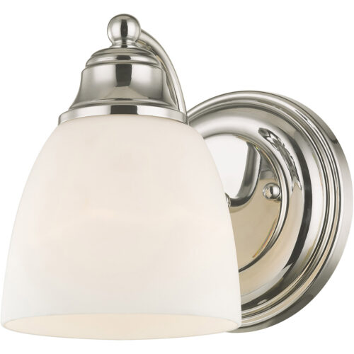 5.5 inch 1 Light Polished Chrome Wall Sconce with White Glass Shade-Lighting LumensWall Sconces