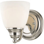 5.5 inch 1 Light Polished Chrome Wall Sconce with White Glass Shade-Lighting LumensWall Sconces