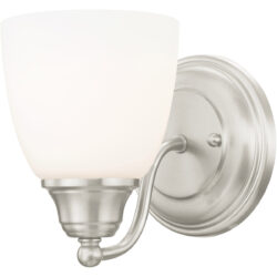 5.5 inch 1 Light Brushed Nickel Wall Sconce with White Glass Shade-Lighting LumensWall Sconces