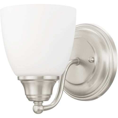 5.5 inch 1 Light Brushed Nickel Wall Sconce with White Glass Shade-Lighting LumensWall Sconces