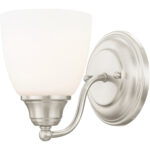 5.5 inch 1 Light Brushed Nickel Wall Sconce with White Glass Shade-Lighting LumensWall Sconces