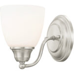 5.5 inch 1 Light Brushed Nickel Wall Sconce with White Glass Shade-Lighting LumensWall Sconces