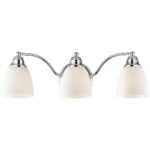 23 inch 3 Light Polished Chrome Bathroom Vanity light fixture with Hand Blown Satin Opal White Glass Shade-Lighting LumensBath/Vanity