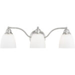 23 inch 3 Light Brushed Nickel Bathroom Vanity light fixture with Hand Blown Satin Opal White Glass Shade-Lighting LumensBath/Vanity