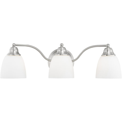 23 inch 3 Light Brushed Nickel Bathroom Vanity light fixture with Hand Blown Satin Opal White Glass Shade-Lighting LumensBath/Vanity