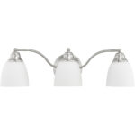 23 inch 3 Light Brushed Nickel Bathroom Vanity light fixture with Hand Blown Satin Opal White Glass Shade-Lighting LumensBath/Vanity