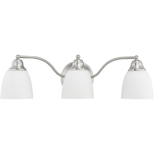 23 inch 3 Light Brushed Nickel Bathroom Vanity light fixture with Hand Blown Satin Opal White Glass Shade-Lighting LumensBath/Vanity