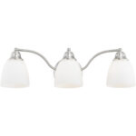 23 inch 3 Light Brushed Nickel Bathroom Vanity light fixture with Hand Blown Satin Opal White Glass Shade-Lighting LumensBath/Vanity