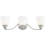 23 inch 3 Light Brushed Nickel Bathroom Vanity light fixture with Hand Blown Satin Opal White Glass Shade-Lighting LumensBath/Vanity