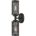 5.125 inch 2 Light Black Wall Sconce with Black Stainless Steel Mesh Shade Shade-Lighting LumensWall Sconces