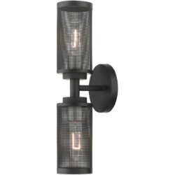 5.125 inch 2 Light Black Wall Sconce with Black Stainless Steel Mesh Shade Shade-Lighting LumensWall Sconces