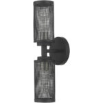 5.125 inch 2 Light Black Wall Sconce with Black Stainless Steel Mesh Shade Shade-Lighting LumensWall Sconces