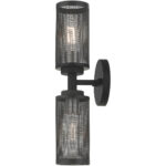 5.125 inch 2 Light Black Wall Sconce with Black Stainless Steel Mesh Shade Shade-Lighting LumensWall Sconces