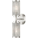 5.125 inch 2 Light Brushed Nickel Wall Sconce with Brushed Nickel Stainless Steel Mesh Shade Shade-Lighting LumensWall Sconces