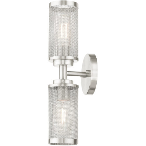 5.125 inch 2 Light Brushed Nickel Wall Sconce with Brushed Nickel Stainless Steel Mesh Shade Shade-Lighting LumensWall Sconces