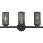 23.5 inch 3 Light Black Bathroom Vanity light fixture with Black Stainless Steel Mesh Shade Shade-Lighting LumensBath/Vanity