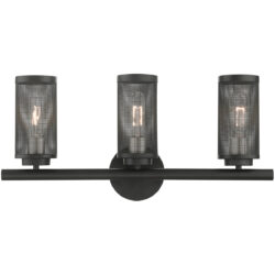 23.5 inch 3 Light Black Bathroom Vanity light fixture with Black Stainless Steel Mesh Shade Shade-Lighting LumensBath/Vanity