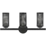 23.5 inch 3 Light Black Bathroom Vanity light fixture with Black Stainless Steel Mesh Shade Shade-Lighting LumensBath/Vanity