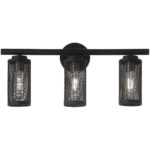 23.5 inch 3 Light Black Bathroom Vanity light fixture with Black Stainless Steel Mesh Shade Shade-Lighting LumensBath/Vanity