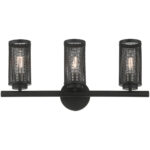 23.5 inch 3 Light Black Bathroom Vanity light fixture with Black Stainless Steel Mesh Shade Shade-Lighting LumensBath/Vanity