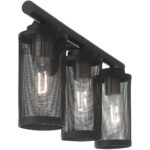 23.5 inch 3 Light Black Bathroom Vanity light fixture with Black Stainless Steel Mesh Shade Shade-Lighting LumensBath/Vanity