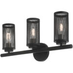 23.5 inch 3 Light Black Bathroom Vanity light fixture with Black Stainless Steel Mesh Shade Shade-Lighting LumensBath/Vanity